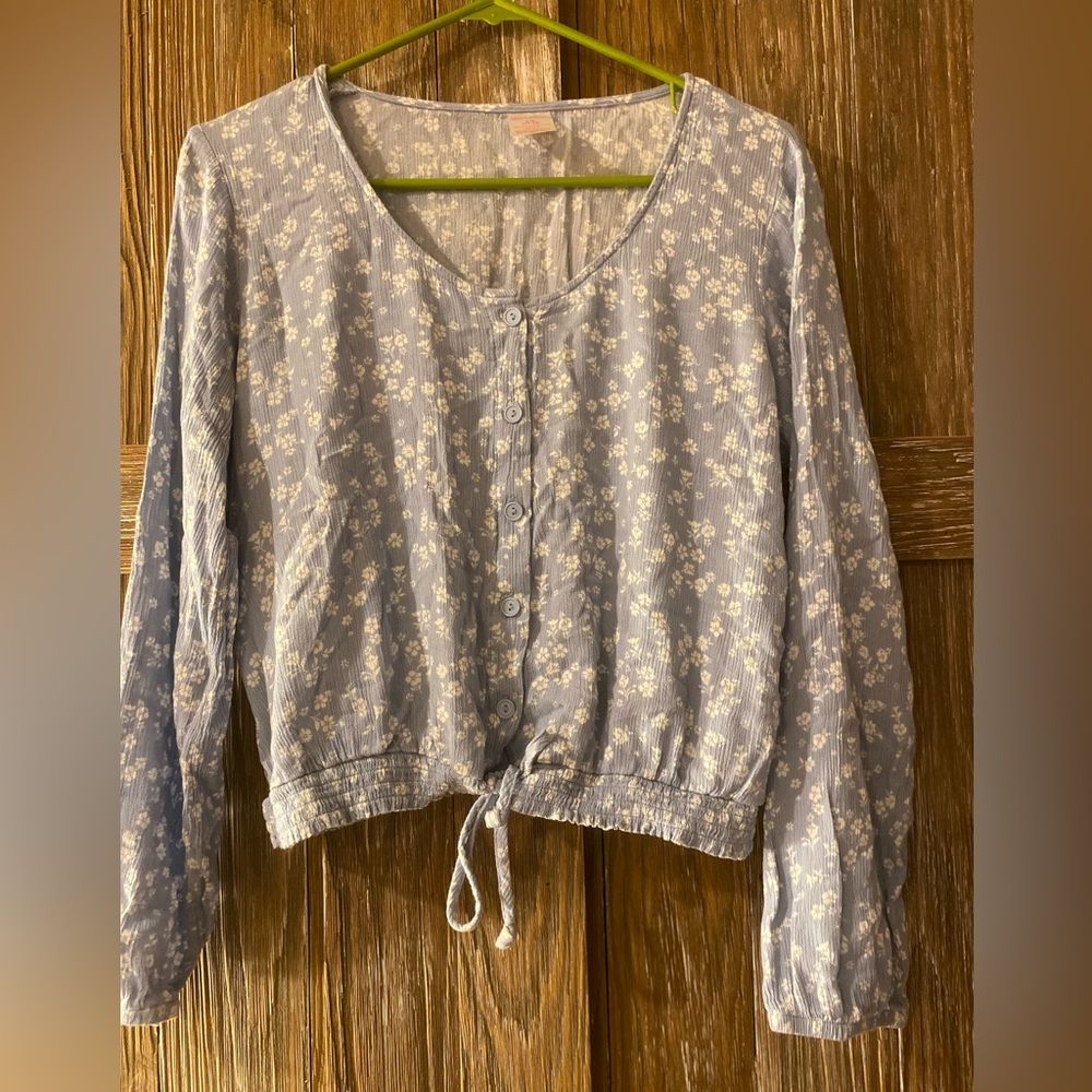 Flower button down with elastic tie size large 11/13